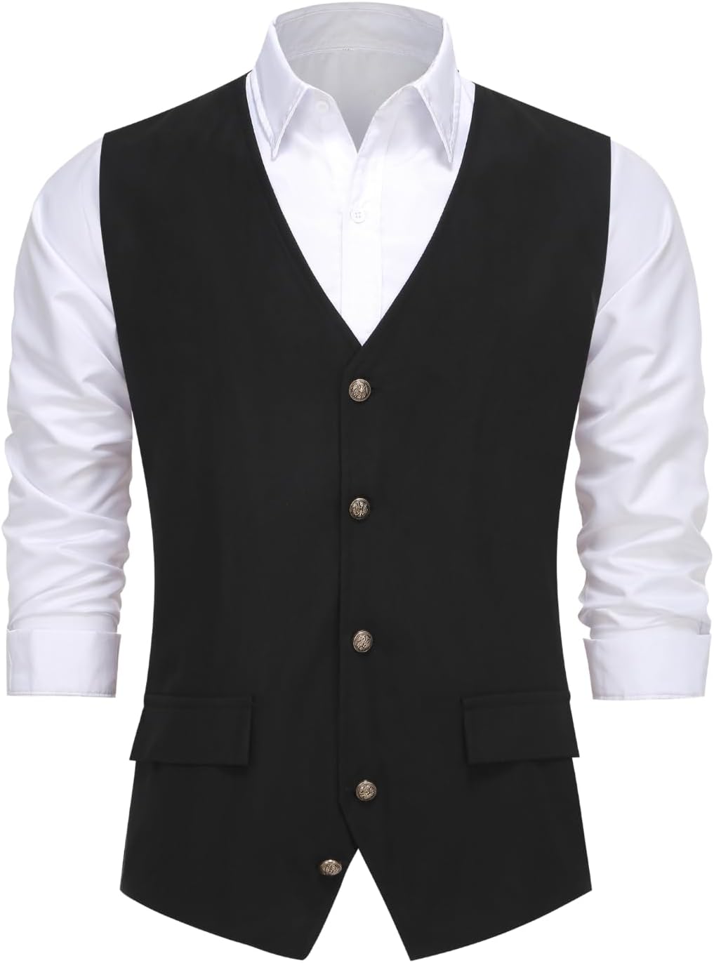 Men Renaissance Steampunk Suit Vest Medieval Victorian Button Daily Party