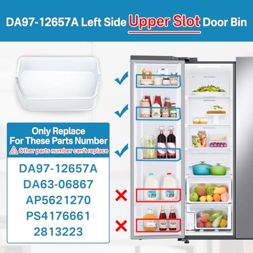 Rimous DA97-12657A Refrigerator Door Shelf Replacement (LEFT Side) for Samsung RF262BEAESR RF261BEAESR RF260BEAESG RF260BEAESR Refrigerator Door Bin Parts with Cute Decorative Refrigerator Magnets by Rimous - Image 4