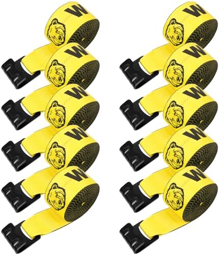 Winch Straps with Flat Hooks, Heavy Duty Tie Down Strap, 10 Pack ...