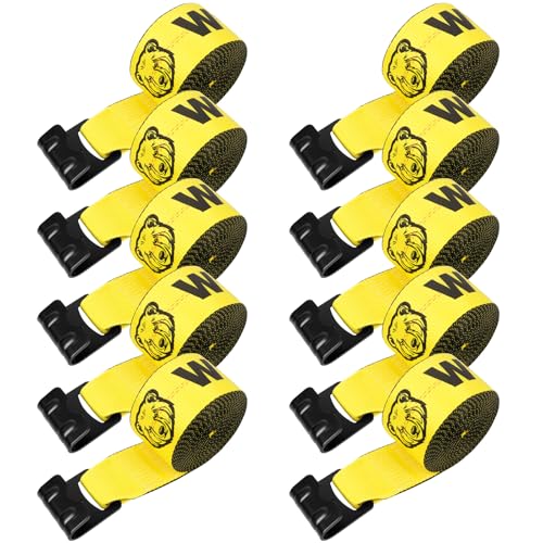 WynWerth Winch Straps with Flat Hooks, Heavy Duty Tie Down Strap, 10 Pack by WynWerth - Used condition - US$108.26