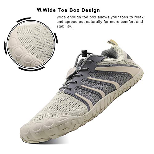 Oranginer Men's Barefoot Shoes Lightweight Athletic Trail Running Shoes Men Beige Size 10