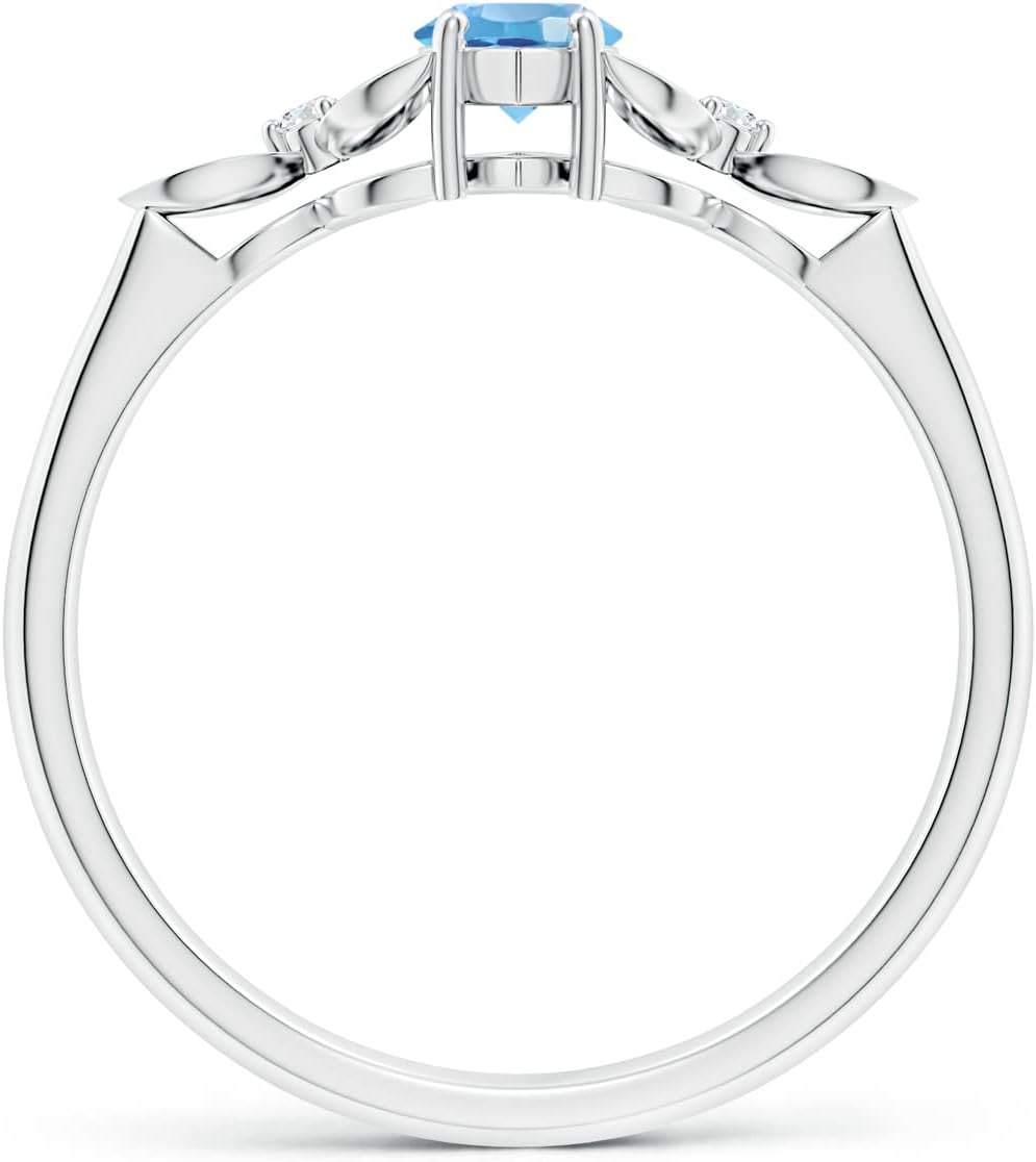 ANGARA Natural Swiss Blue Topaz Solitaire Ring for Women in 14K Solid Gold | November Birthstone, Birthday, Engagement, Anniversary, Wedding Jewelry Gift for Women - Image 2