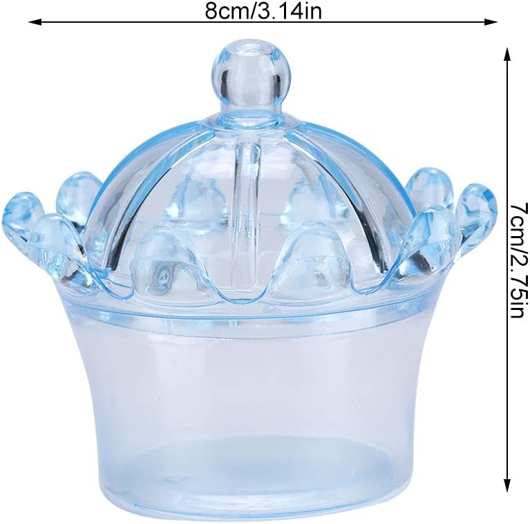 12 Pieces Crown Candy Boxes, Candy Boxes Transparent Crown Candy Box Fillable Storage Boxes Party Favor Boxes for Candies Chocolates Dessert Wedding Birthday Baby Shower Party (Blue) image 2