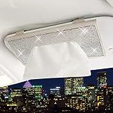 ChuLian Bling Bling Car Sun Visor Tissue Box Holder,Crystal Sparkling Napkin Holder,PU Leather Backs