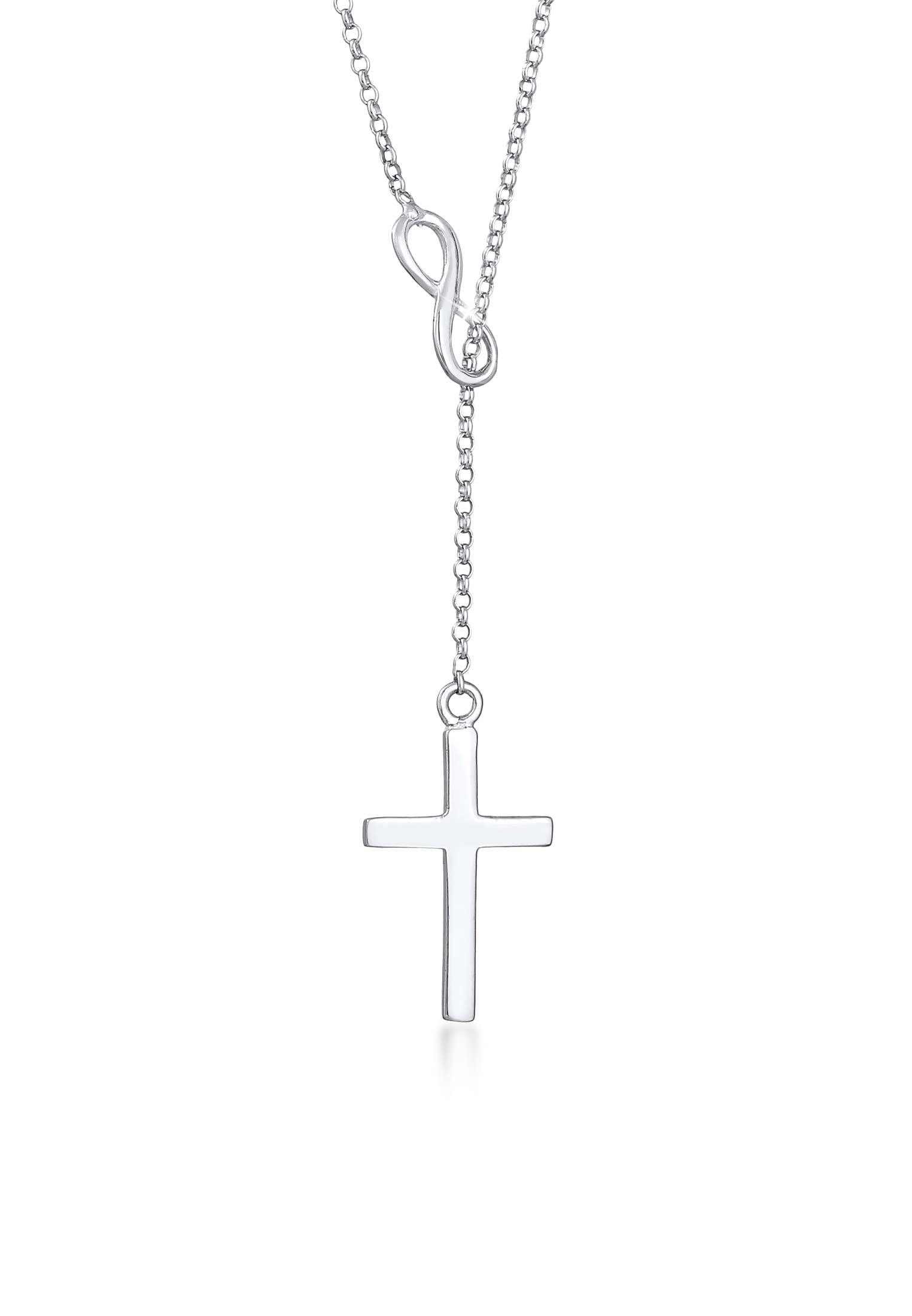 Elli Necklace Women Y Shape Cross Pendant Classic in 925 Sterling Silver