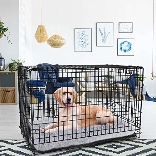 Enjamoy Large Dog Bed Washable, Soft Plush Calming Dog Beds Dog Crate Mattress Cushion for Large Medium Small Dogs Fluffy Dog Mat,60x45x8cm