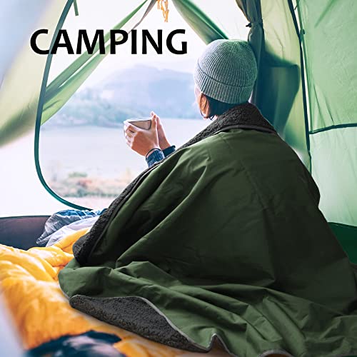 Image of Tirrinia Large Waterproof Outdoor Blanket, Soft Warm Windproof Stadium Blanket with Sherpa Fleece and Foldable for Outdoor Sport, Baseball, Football, Beach, Concerts, Car