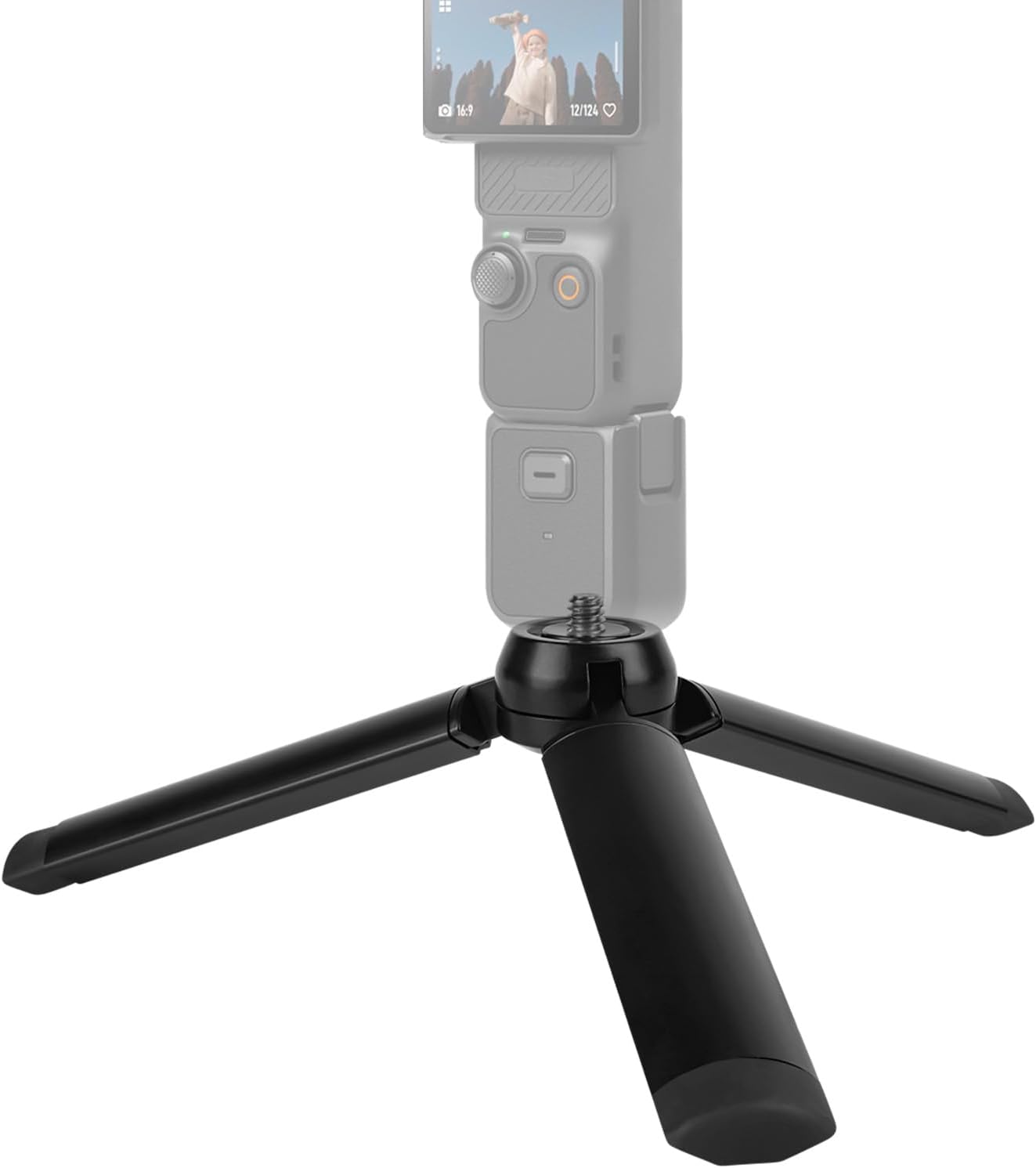 GEEKRIA Metal Mini Tripod for Action Camera, Desktop Tabletop Stand Compact, Portable Travel, Compatible with DJI Osmo Pocket 3, Action 5 Pro Camera (Small/Black)