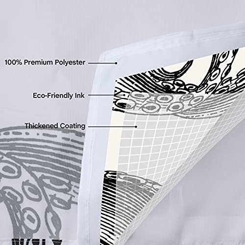 Vega U Octopus Fabric Shower Curtain For Bathroom, Beach Theme Bath Decor With Hooks, Hotel Quality, 72X72 Inch #TOP1