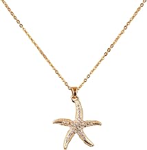 Mikovivi Golden Starfish Necklace, Starfish Necklace Women Delicate Chain Stainless Steel Jewelry Beach Simple Summer in for Women