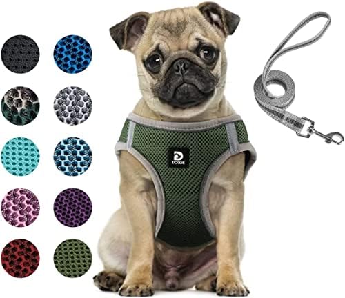 No Pull Dog Harness Small Dogs, Soft Mesh Reflective Breathable Step-In Dog Cat Harness and Lead Set for Puppy Cat Pet Vest with Leash Adjustable for Outdoor Walking, Training XS Blue