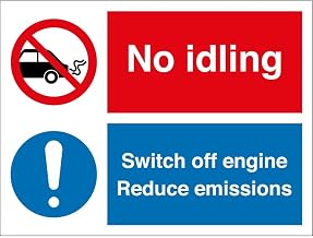 No Idling Switch Off Engine Reduce Emissions Sign Metal Sign 12x16 Inch for Wall, Fence, or Gate