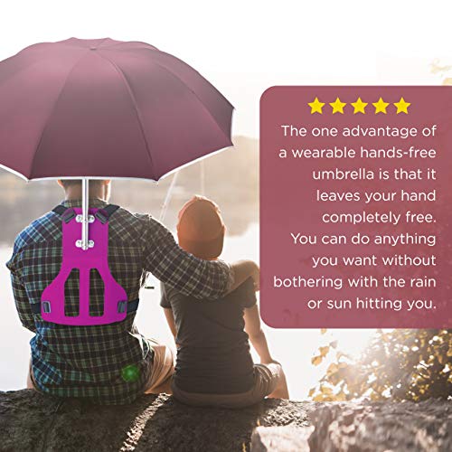 Primo Supply Wearable Hands-Free Umbrella Sun Rain Blocker Fishing Outdoor Use Running Jogging Canoeing Kayaking Shade and UV Sunburn | Red - Thumbnail 6