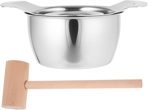 Kichvoe Pelador de granada de acero inoxidable, herramienta de pelado de granada con cuenco y martillo de madera, herramienta de extracción de