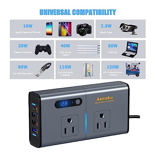 Convertisseur 12V 220V voiture 200W avec chargeur USB Type C - 8