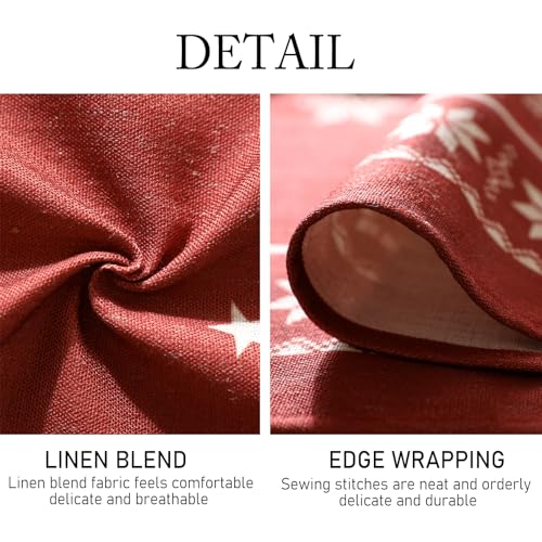 ISAENNE Designer Christmas Red Small Square Tablecloth,Linen Table Cloth with Snowflakes Pattern,Wrinkle Resistant Decor Tablecloths for Dining Kitchen Thanksgiving Christmas,55"*55"-Carol C by ISAENNE - Image 5