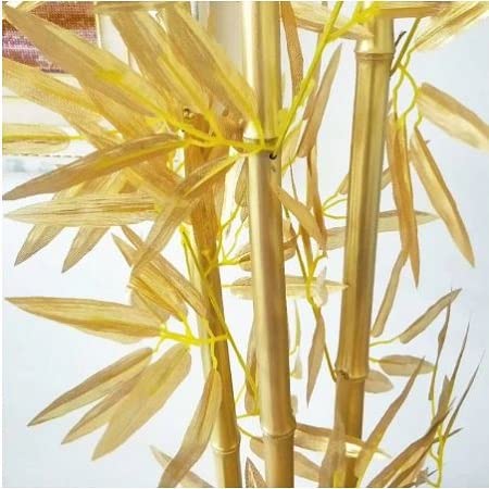 Image of Artificial Bamboo Tree for Home Decoration I Artificial Plant Bamboo Sticks and Polyster Leaves Without Pot (5 Pieces; 1 Piece is 6.5 FEET Height; Golden)