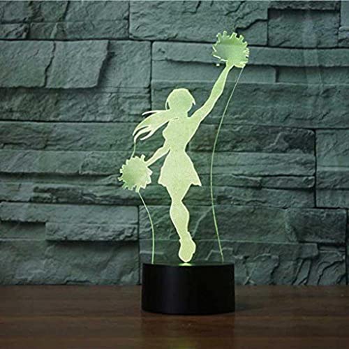 3D Novelty Cheerleader Night Light Remote Control Touch Switch 16 Color Change Led Table Desk Lamp Acrylic Flat Abs Base Usb Charger Home Decoration Toy Birthday Xmas Kid Children Gift #TOP1