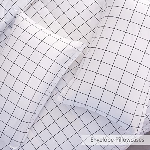 Perfemet White Plaid Comforter Set King Size Geometric Grid Boho Bedding Set Farmhouse Shabby Chic Gingham Bed Quilt Set For Teens Boys Girls Men Women #TOP4