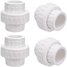 1/2" PVC Union Coupling Pipe Fitting Socket x Socket PVC Adapter Schedule 40, EPDM O-Ring, White 4 Pack