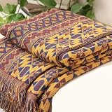 VANJOROY Boho Throw Blanket for Couch Chair, 100% Cotton Southwest Decorative Sofa Cover Throw - Reversible Hippie Decor Bohemian Moroccan Blanket for Bed Tapestry Outdoor Camping. 51″×71″