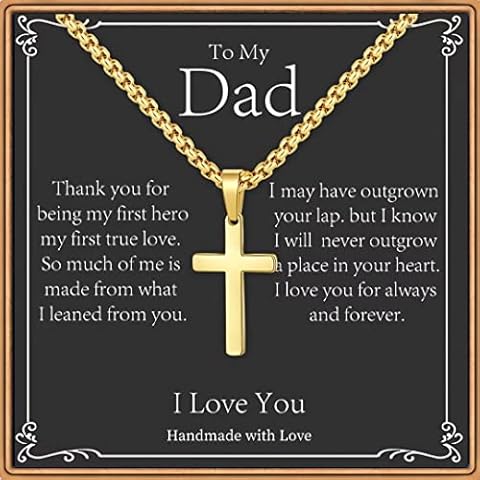 IEFSHINY Dad Gifts for Dad, Gold Cross Necklace for Men Dad Gifts Anniversary Christmas Fathers Day Birthday Gifts for Men Dad, Dad Gifts from Daughter Son Jewelry Gifts Cover
