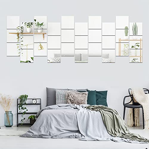 64Pcs 1 Mm Thick 6X6 Inch Flexible Safety Mirror Stickers Acrylic Mirror Tiles For Home Wall Decoration Removable Mirror Wall Sticker Square Mirror Silver Mirror Sheet Wall Decoration #TOP5