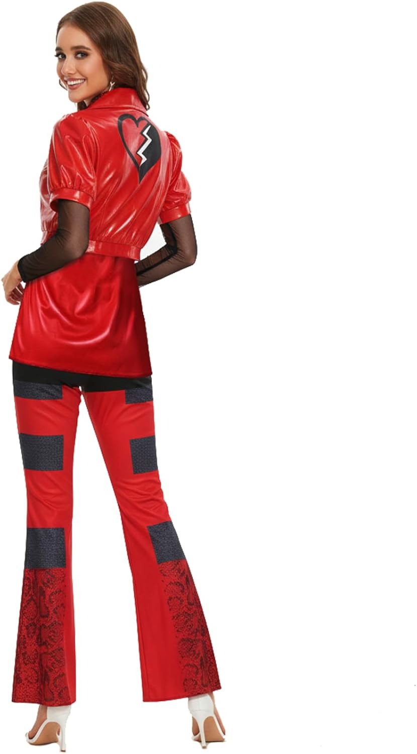 Women Princess Red Costume Adult Rise of Red Costume Halloween Cosplay Outfits PU Leather Jacket Top Pants Full Set - Image 5