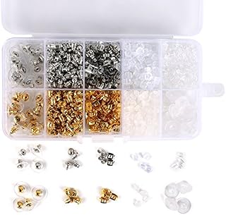 1040pcs Earring Backs, BetyBedy 10 Styles Earring Backings Kit, Metal Plastic Rubber Earring