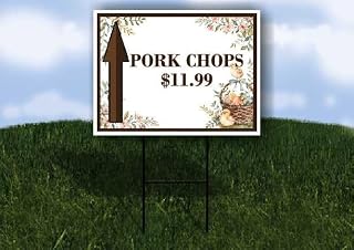 Pork Chops $11.99 Easter Spring Vintage Chicks Eggs Basket Brown Up Arrows Single Sided 18x24 in. Yard Road Sign w/Stand