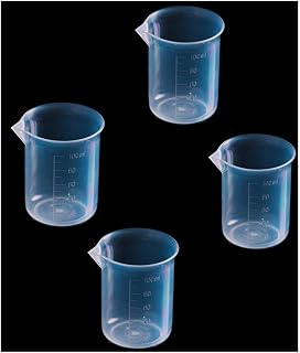 KZPA 4 Pack 100ml Plastic Graduated Beakers - Durable Measuring Cylinders for Lab, Kitchen, Classroom & Industrial Use
