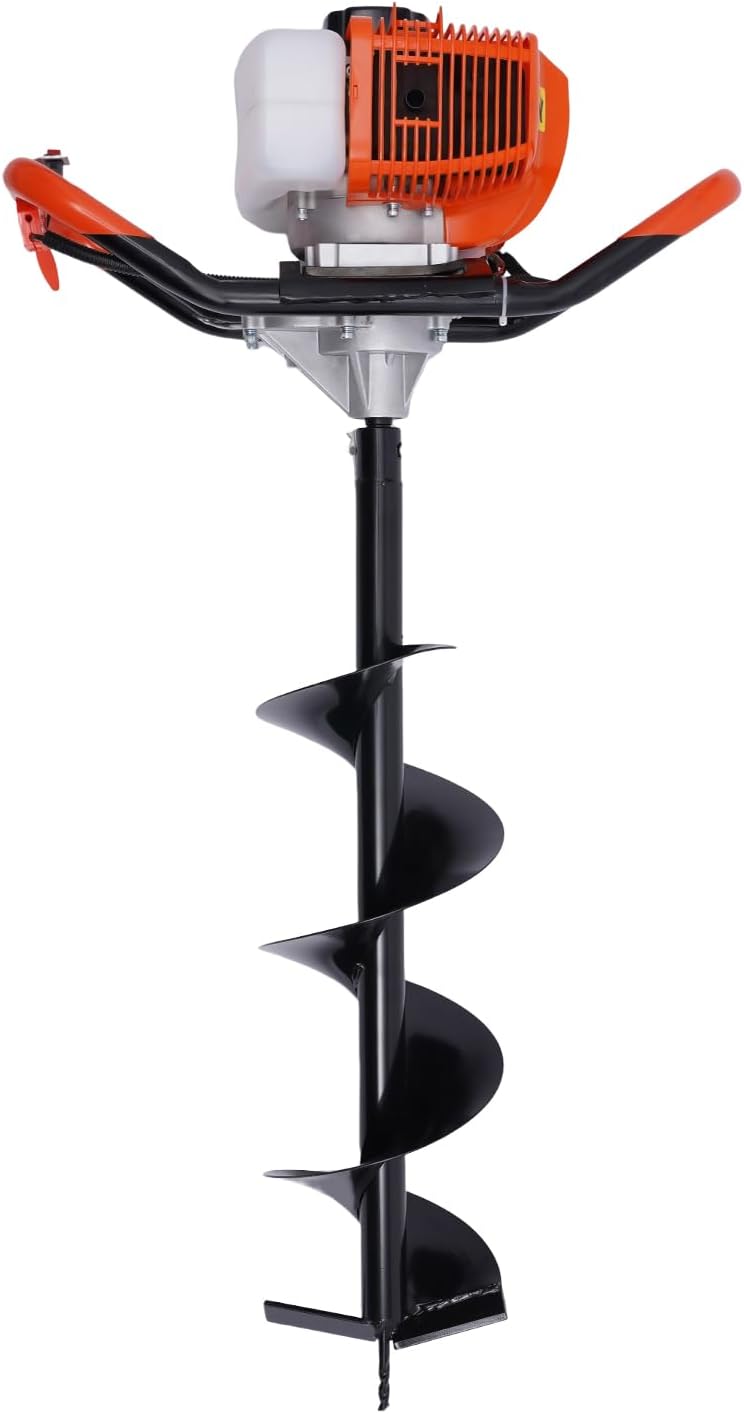 MOCHAG 52CC 2-Stroke Post Hole Digger, 1700W 2.3 HP Gasoline Earth Auger Earth Digger with Auger Drill Bits 4" 6" 8", Hand Held Posthole Diggers w/Extension Bar for Fence Posts, Trees