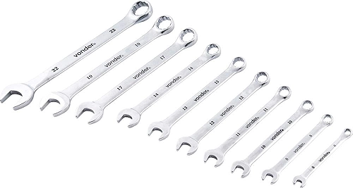 Vonder, Jogo De Chaves Combinadas, 6 Mm A 22 Mm, Aço Cromo Vanádio, 10 Peças.