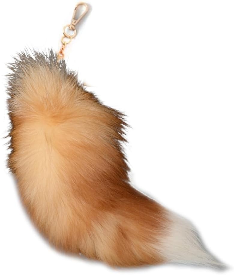 FOLODAPlush-Fox Tail Keychain,Animal Tail Keyring 40cm Animal Tail Key-Pendant Handbag Accessories Key Chain Hook Tassels