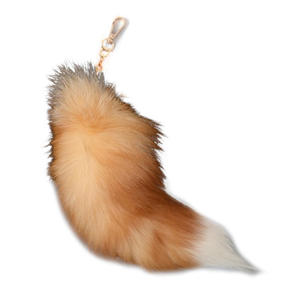FOLODAPlush-Fox Tail Keychain,Animal Tail Keyring 40cm Animal Tail Key-Pendant Handbag Accessories Key Chain Hook Tassels