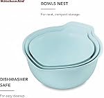 KitchenAid - Mixing Bowls, 3-Piece Nesting Mixing Bowl Set with Non-Slip Bases and Pour Spouts (Mineral Water)