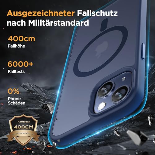 Coque iPhone 13 antichoc bleue Miracase avec verre blindé intégré - 5