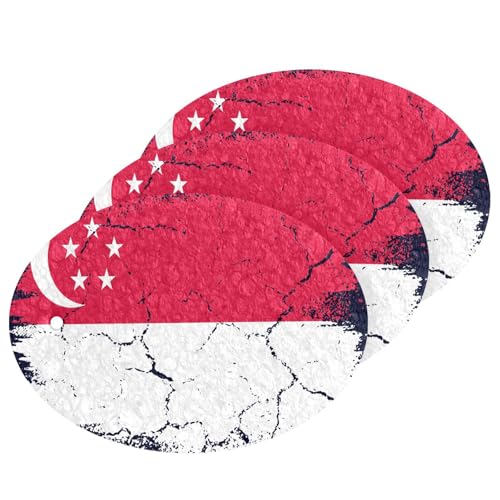 RUHHO Singapore Flag Grunge Design Kitchen Sponges, Cleaning Dish Spon