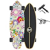 longboard pintail surf rouge oxelo  Cruiser Longboard Skateboard Pintail Surfskate Skateboard avec Roulements à Billes ABEC-11 et Outil en T, Planche Roulettes 4 Roues, 8 Couches en érable, 32\
