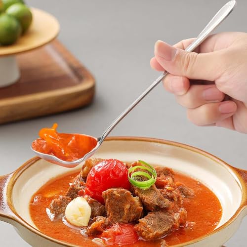 Miniatura 7 de Xoelle 2 Piezas Cucharón De Salsa, 20 Cm Acero Inoxidable Cucharón De Sopa Con Boquilla, Cuchara Ovalada De Salsa Con Picode, Mango Largo Cuchara Cucharón Para Salsa Para Sopa, Salsas, Aliños