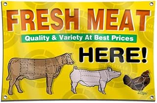 Fresh Meat Quality & Variety at Best Prices! Banner (2ft X 3ft) Butcher Deli Supermarket Open Sign Display Market Poster