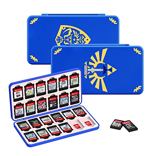 JINGDU Switch Game Case for Switch Games, Slim & Portable Carrying Storage Travel Box with 24 Card Slots conpatible with Switch or OLED or Lite Games, Game Cartridge Holder, Hylian Shield