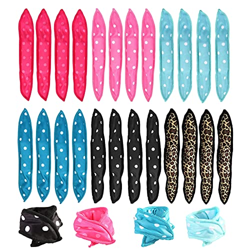 Alldo 24Pcs No Heat Hair Curlers - Sponge Rollers Wave Formers for Long Short Hair - Sleep in Curlers - DIY Hair Tools - Pillow Soft Curls (6 Color*4 Pcs)
