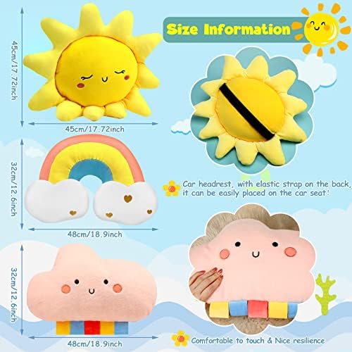Sun Rainbow Cloud Moon Star Pillow 3 Pcs Shaped Pillows Decorative Kids Cute Nursery Pillow Cloud Sun Rainbow Moon Star Soft Decor Stuffed Pillow for Youth Bedroom Decorations (Rainbow, Cloud, Sun)