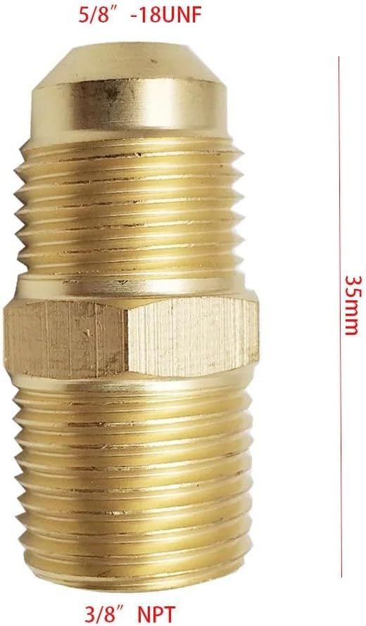 5/8"-18 UNF Male 3/8" Flare SAE-Standard x 3/8" NPT Male Coupler Connector Adapter Brass Pipe Fitting for Fuel Gas Water Valve