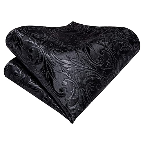 Image of Hi-Tie Men Ties Sets Silk Stripe Paisley Necktie Pocket Square Cufflinks for Business Wedding