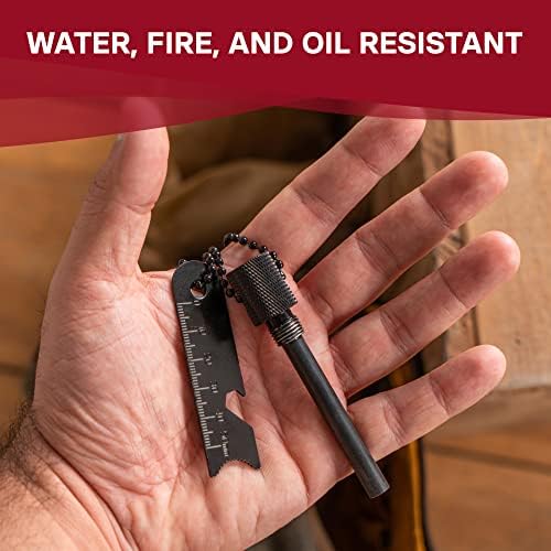 EVEREST fire starter made of aluminium in black, with integrated compass - fire steel, flint stone