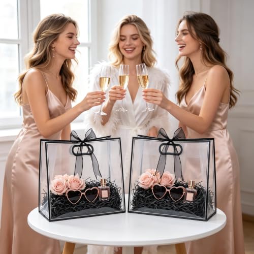 12 Pcs Clear Gift Bags with Handles, 12x10x5" Plastic Party Favor Bag by Sel Natural - Used condition - Image 7