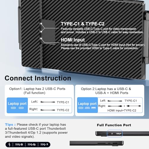 Image of S3 Laptop Screen Extender, 14'' Triple Portable Monitor for Laptops Plug and Play, 1080P FHD IPS Laptop Monitor Extender for 13''-16.5'' Laptops Compatible with Windows, Chrome, Switch
