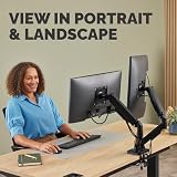 Fellowes Everyday Plus Podwójne ramię monitora – ergonomiczny uchwyt sprężynowy gazowy do 2 ekranów do 81.3 cm (2-9 kg), beznarzędziowa regulacja wysokości, nachylenie, obrotowe, VESA 75/100, zacisk